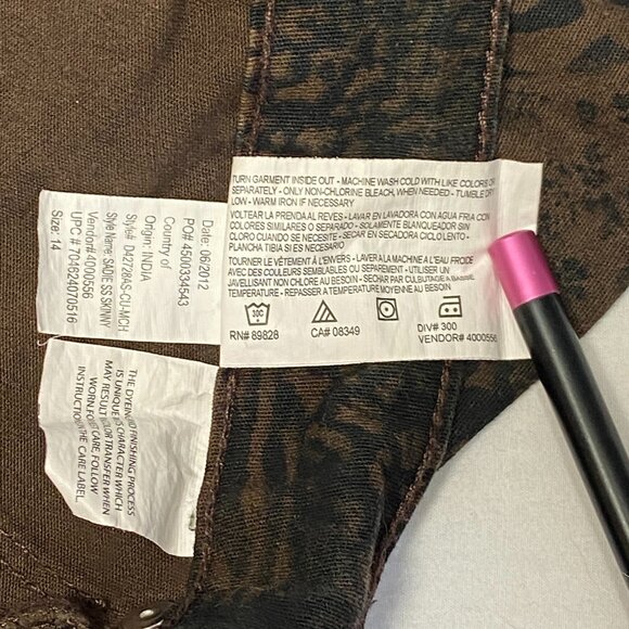 Gloria Vanderbilt Sadie Vintage Animal Hide Print Skinny Denim Jeans Brown 14 - Picture 13 of 13